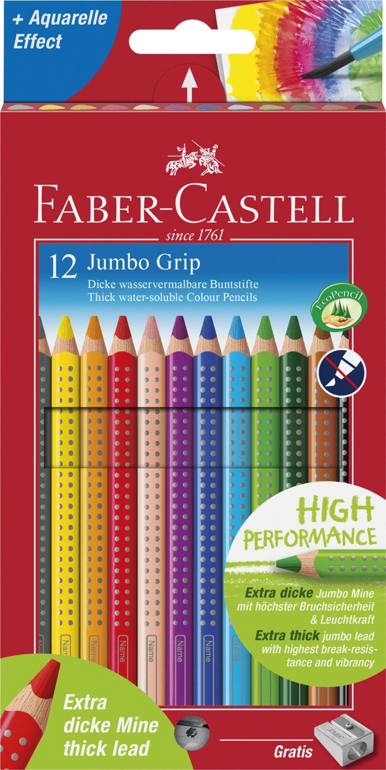 Faber-Castell Jumbo Grip Buntstift, 12er Kartonetui 3 Faber-Castell Jumbo Grip Buntstift, 12er Kartonetui