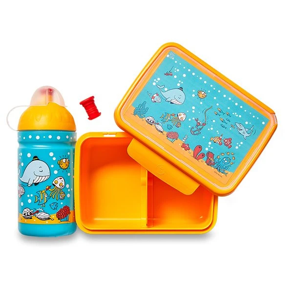 Set Gesunde Flasche 0,5 L Und Gesunde Snackbox - Meereswelt 3 Set Gesunde Flasche 0,5 L Und Gesunde Snackbox - Meereswelt