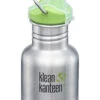 Klean Kanteen Edelstahl Trinkflasche Kid Classic 355ml Sippy Cap - Brushed Stainless (Edelstahl Gebürstet) -Schulrucksack 44038