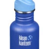 Klean Kanteen Edelstahl Trinkflasche Kid Classic 355 Ml Sport Cap - Surfs Up (matt Blau) -Schulrucksack 44044