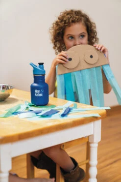 Klean Kanteen Edelstahl Trinkflasche Kid Classic 355 Ml Sport Cap - Surfs Up (matt Blau) -Schulrucksack 44157