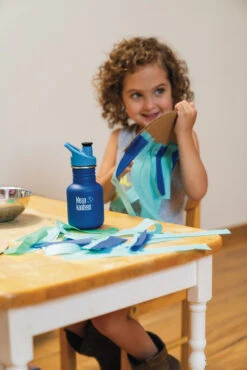 Klean Kanteen Edelstahl Trinkflasche Kid Classic 355 Ml Sport Cap - Surfs Up (matt Blau) -Schulrucksack 44158