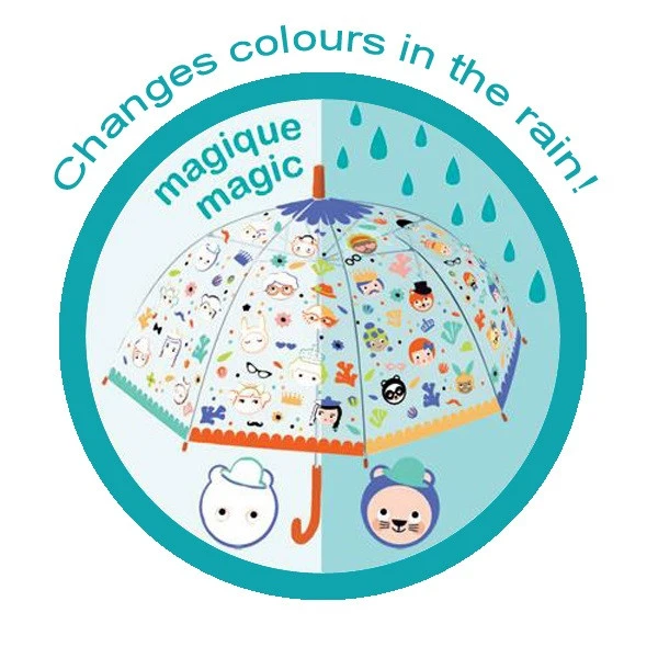 Djeco Regenschirm Gesichter Mit Farbwechsel (Ø70cm) In Transparent/bunt 4 Djeco Regenschirm Gesichter Mit Farbwechsel (Ø70cm) In Transparent/bunt – Bild 2