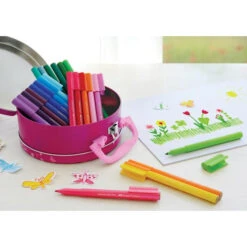 Faber-Castell Kinderfilzstifte, Connector Handtasche - 33 Farben -Schulrucksack 52160