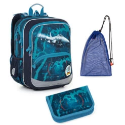 Schulset Topgal BAZI 22014 B - Schulrucksack + Federmäppchen + Schuhbeutel