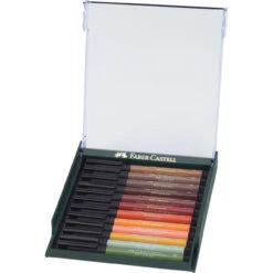 Faber-Castell Pitt Artist Pen Brush Tuschestift, 12er Etui, Erdfarben -Schulrucksack 61003